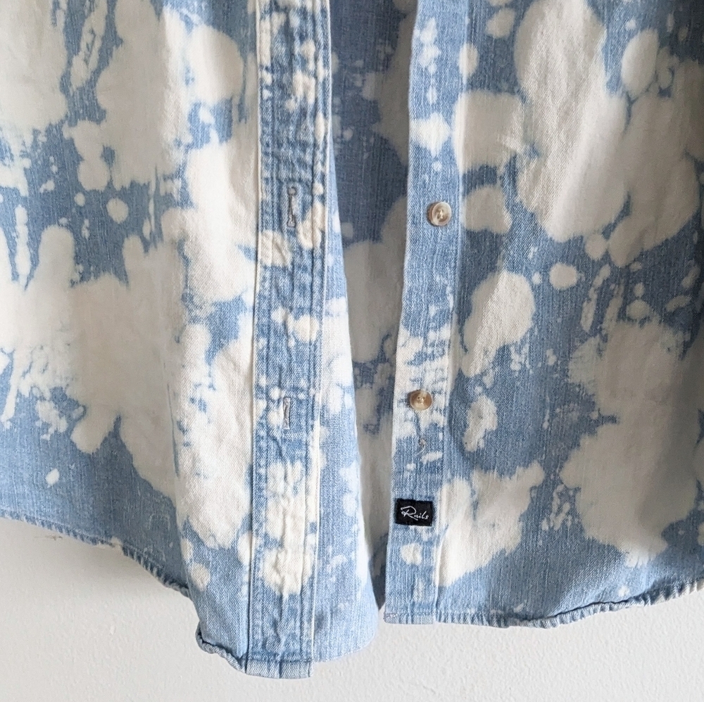 Rails Bleached Button Down Denim Shirt Size M Wom… - image 3